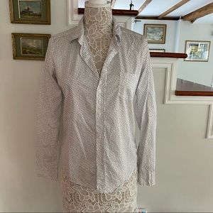 FRANK & EILEEN White Navy Hearts Cotton Blouse Small